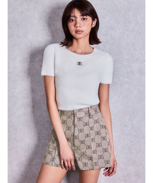 GYDA（ジェイダ）の「Symmetry GYDAミニシャギーニットトップス（ニット/セーター・レディース・ピンク/ブラック/オフホワイト・FREE）」の7枚目の写真