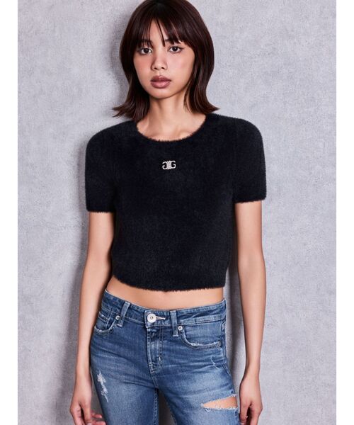 GYDA（ジェイダ）の「Symmetry GYDAミニシャギーニットトップス（ニット/セーター・レディース・ピンク/ブラック/オフホワイト・FREE）」の19枚目の写真