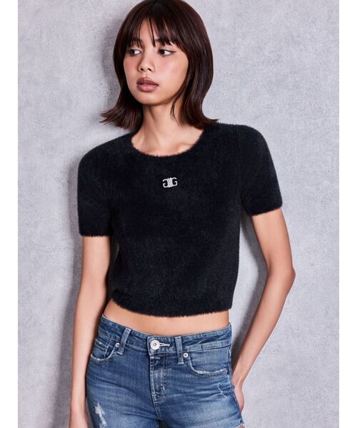 GYDA（ジェイダ）の「Symmetry GYDAミニシャギーニットトップス（ニット/セーター・レディース・ピンク/ブラック/オフホワイト・FREE）」の20枚目の写真