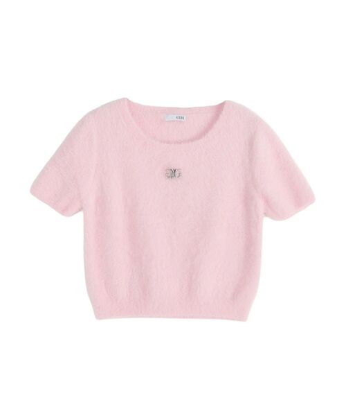 GYDA（ジェイダ）の「Symmetry GYDAミニシャギーニットトップス（ニット/セーター・レディース・ピンク/ブラック/オフホワイト・FREE）」の4枚目の写真