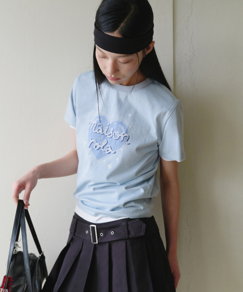 ROLAROLA(ロラロラ)の「HEART ROLA T-SHIRT SKY(Tシャツ/カットソー・レディース・スカイブルー・FREE)」の1枚目の写真
