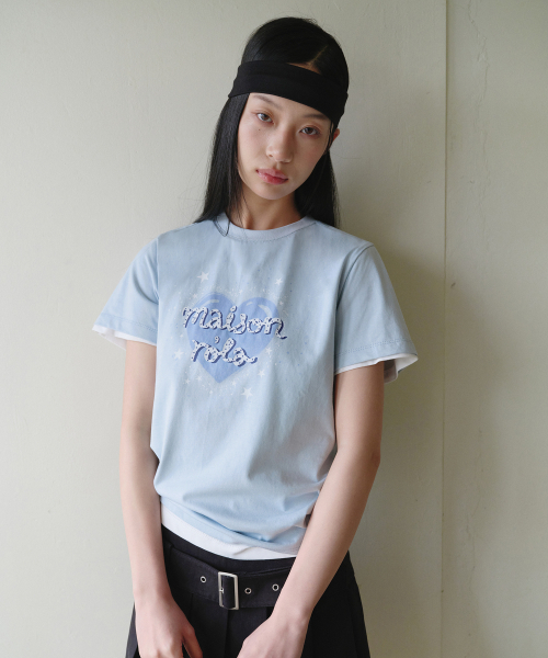 ROLAROLA(ロラロラ)の「HEART ROLA T-SHIRT SKY(Tシャツ/カットソー・レディース・スカイブルー・FREE)」の2枚目の写真