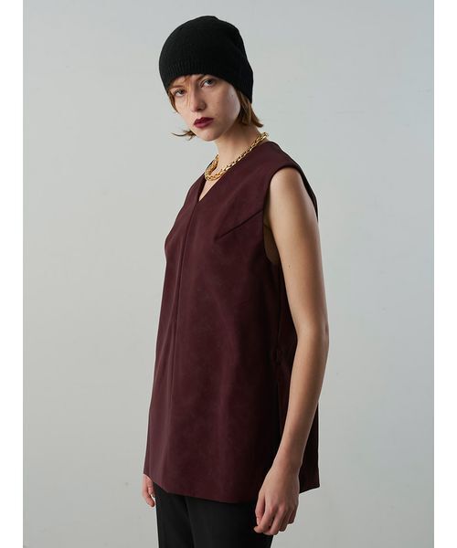 Henon.(ヘノン)の「フェイクスエードトップス(Tシャツ/カットソー・レディース・ボルドー/ブラック・F)」の7枚目の写真