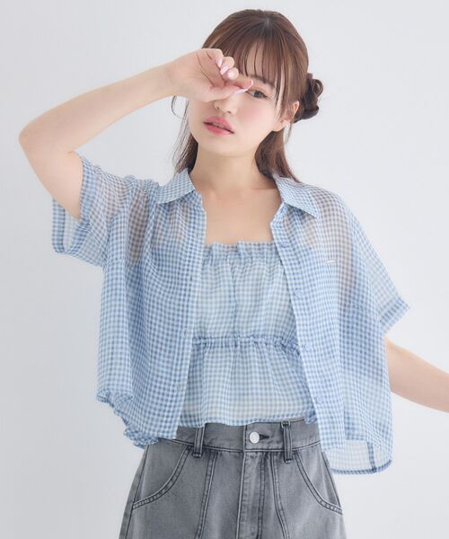 ems excite(エムズエキサイト)の「【セットアイテム】シアーシャツ&キャミSET(シャツ/ブラウス・レディース・ブラック系その他2/ブルー系その他2/ピンク系その他2・FREE)」の11枚目の写真
