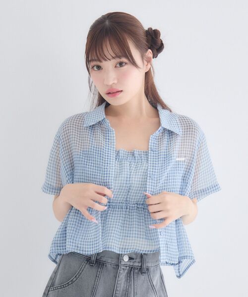 ems excite(エムズエキサイト)の「【セットアイテム】シアーシャツ&キャミSET(シャツ/ブラウス・レディース・ブラック系その他2/ブルー系その他2/ピンク系その他2・FREE)」の13枚目の写真
