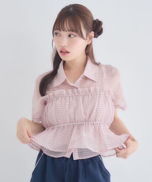 ems excite(エムズエキサイト)の「【セットアイテム】シアーシャツ&キャミSET(シャツ/ブラウス・レディース・ブラック系その他2/ブルー系その他2/ピンク系その他2・FREE)」の16枚目の写真