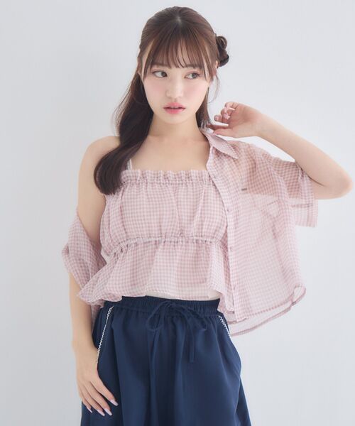 ems excite(エムズエキサイト)の「【セットアイテム】シアーシャツ&キャミSET(シャツ/ブラウス・レディース・ブラック系その他2/ブルー系その他2/ピンク系その他2・FREE)」の18枚目の写真