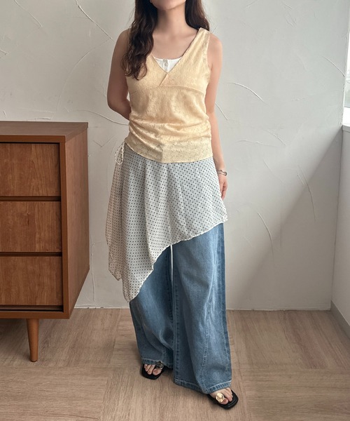 apres jour clair(アプレジュールクレア)の「【apres jour clair】ドット柄シアー巻きスカート(スカート・レディース・ホワイト系その他・FREE)」の2枚目の写真