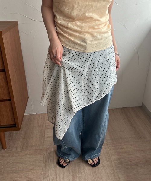 apres jour clair(アプレジュールクレア)の「【apres jour clair】ドット柄シアー巻きスカート(スカート・レディース・ホワイト系その他・FREE)」の5枚目の写真