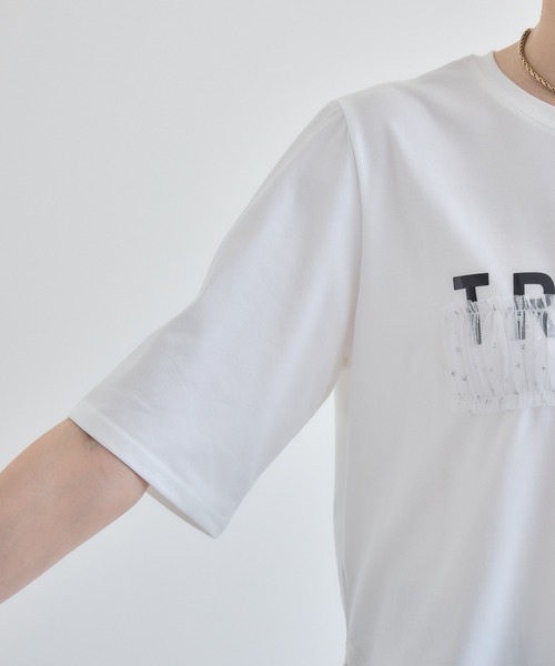 Paradise Picnic(パラダイスピクニック)の「TRANOI. ドットチュールバーラウンドTシャツ(Tシャツ/カットソー・レディース・ホワイト/ブラック・FREE)」の11枚目の写真