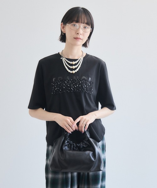 Paradise Picnic(パラダイスピクニック)の「TRANOI. ドットチュールバーラウンドTシャツ(Tシャツ/カットソー・レディース・ホワイト/ブラック・FREE)」の15枚目の写真