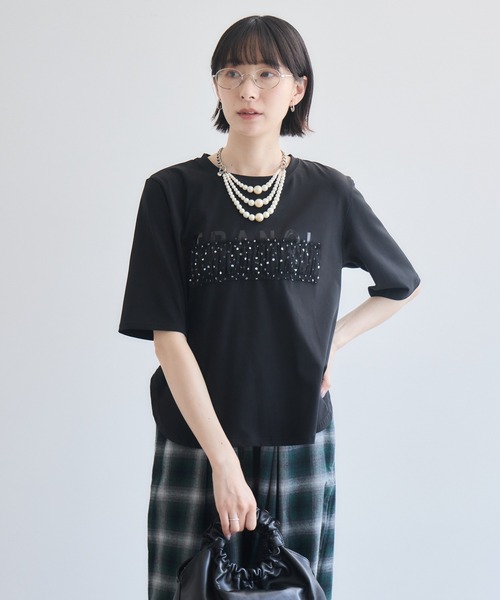 Paradise Picnic(パラダイスピクニック)の「TRANOI. ドットチュールバーラウンドTシャツ(Tシャツ/カットソー・レディース・ホワイト/ブラック・FREE)」の16枚目の写真