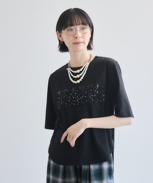 Paradise Picnic(パラダイスピクニック)の「TRANOI. ドットチュールバーラウンドTシャツ(Tシャツ/カットソー・レディース・ホワイト/ブラック・FREE)」の17枚目の写真