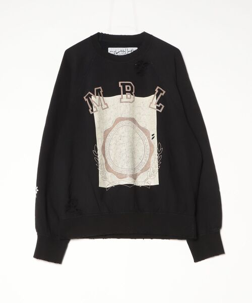 my beautiful landlet(マイビューティフルランドレット)の「【my beautiful landlet】 DAMAGE SWEATSHIRT - print(スウェット・メンズ・オートミール/ブラウン/ブラック/イエロー・0/1)」の1枚目の写真