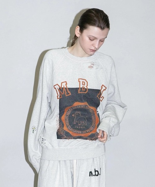 my beautiful landlet(マイビューティフルランドレット)の「【my beautiful landlet】 DAMAGE SWEATSHIRT - print(スウェット・メンズ・オートミール/ブラウン/ブラック/イエロー・0/1)」の8枚目の写真