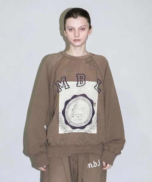 my beautiful landlet(マイビューティフルランドレット)の「【my beautiful landlet】 DAMAGE SWEATSHIRT - print(スウェット・メンズ・オートミール/ブラウン/ブラック/イエロー・0/1)」の5枚目の写真