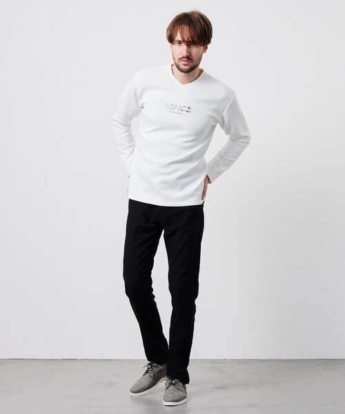 HIDEAWAYS NICOLE(ハイダウェイニコル)の「【WEB限定】ストレッチポンチジェルプリントVネック長袖Tシャツ(Tシャツ/カットソー・メンズ・チャコールグレー/ブラック/オフホワイト/ボルドー・X-LARGE/LARGE/MEDIUM)」の19枚目の写真