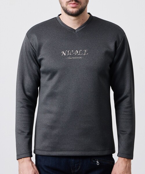 HIDEAWAYS NICOLE(ハイダウェイニコル)の「【WEB限定】ストレッチポンチジェルプリントVネック長袖Tシャツ(Tシャツ/カットソー・メンズ・チャコールグレー/ブラック/オフホワイト/ボルドー・X-LARGE/LARGE/MEDIUM)」の22枚目の写真