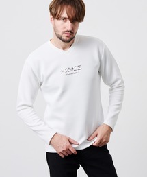 【WEB限定】ストレッチポンチジェルプリントVネック長袖Tシャツ