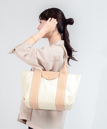 Jolie Joli（ジョリージョリ）の「【Jolie Joli/ジョリージョリ】トートバッグ　キャンバス×エコレザー　フラップバッグ（トートバッグ）」