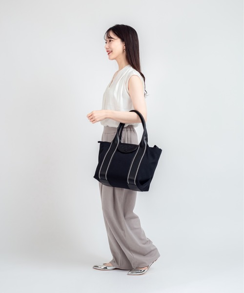 Jolie Joli(ジョリージョリ)の「【Jolie Joli/ジョリージョリ】トートバッグ キャンバス×エコレザー フラップバッグ(トートバッグ・レディース・ブラック/ネイビー/グレー/アイボリー・FREE)」の18枚目の写真