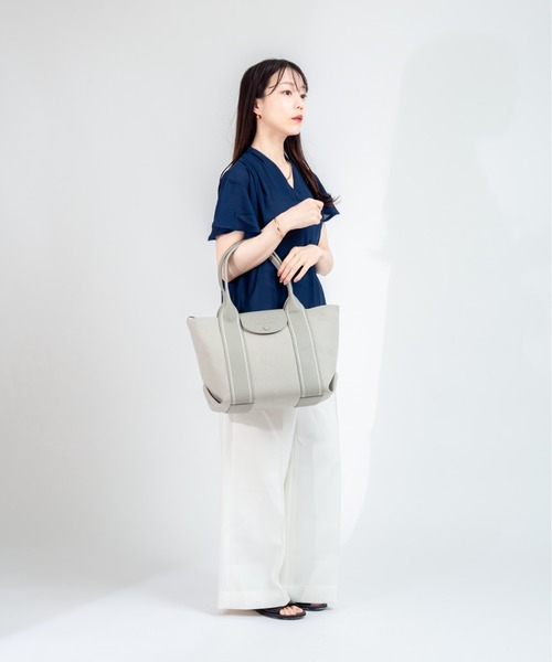 Jolie Joli(ジョリージョリ)の「【Jolie Joli/ジョリージョリ】トートバッグ キャンバス×エコレザー フラップバッグ(トートバッグ・レディース・ブラック/ネイビー/グレー/アイボリー・FREE)」の10枚目の写真