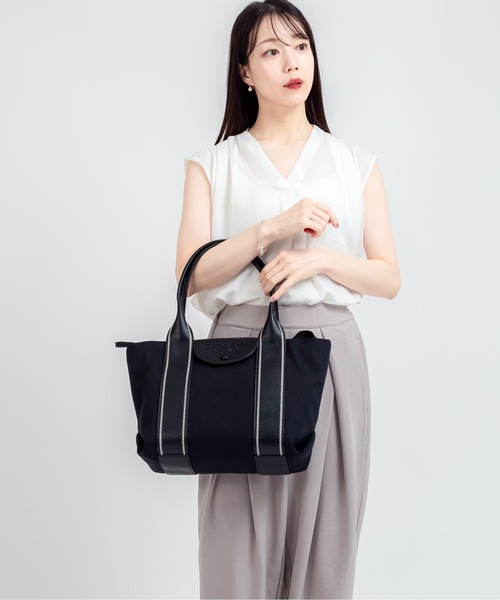 Jolie Joli(ジョリージョリ)の「【Jolie Joli/ジョリージョリ】トートバッグ キャンバス×エコレザー フラップバッグ(トートバッグ・レディース・ブラック/ネイビー/グレー/アイボリー・FREE)」の15枚目の写真