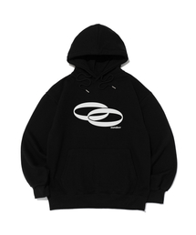 OUNDERR（オアンダーアール）の「REVERSEサークルロゴオーバーフィットフードTシャツ（ブラック）（パーカー）」