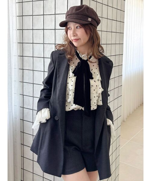 dazzlin(ダズリン)の「フリル付きテーラージャケット(テーラードジャケット・レディース・チャコールグレー/ブラウン・FREE)」の1枚目の写真
