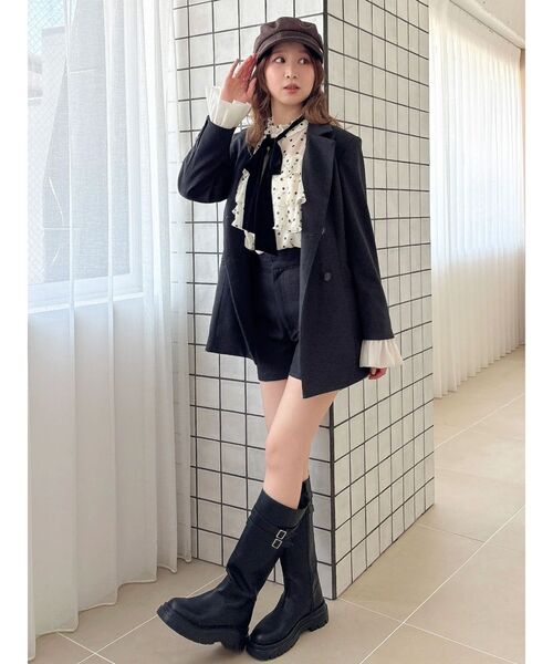dazzlin(ダズリン)の「フリル付きテーラージャケット(テーラードジャケット・レディース・チャコールグレー/ブラウン・FREE)」の3枚目の写真