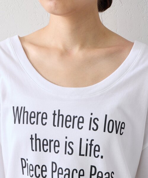 PEAS(ピース)の「【PEAS】 スローガンTシャツ(Tシャツ/カットソー・レディース・ホワイト/ライトグレー/グリーン・FREE)」の7枚目の写真