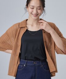 【洗濯機可/S-LL】軽やかで涼しげな 透かしレース風前開きシャツ