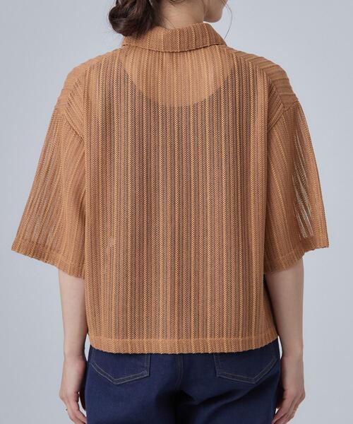 SHOO・LA・RUE(シューラルー)の「【洗濯機可/S-LL】軽やかで涼しげな 透かしレース風前開きシャツ(シャツ/ブラウス・レディース・ブラック/オフホワイト/キャメル・01/02/03/04)」の18枚目の写真