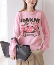 《新宿・WEB限定》GANNI / ガニー Graphic Wool Sweater Crab