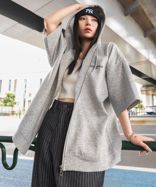 WEGO（ウィゴー）の「WEGO/ストレートラインZIPパーカー（カーディガン/ボレロ・メンズ・杢グレー/ブラック・MEDIUM/LARGE）」の3枚目の写真