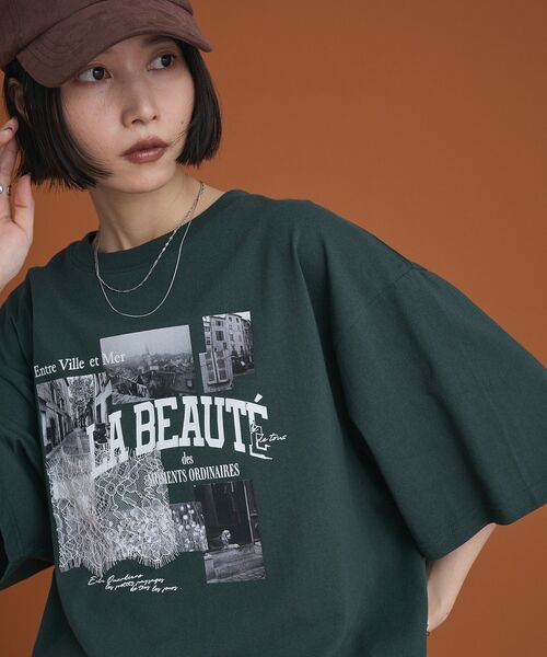 Green Parks(グリーンパークス)の「レースドッキングオーバーサイズロゴTシャツ(Tシャツ/カットソー・レディース・グリーン/オフホワイト/ベージュ/チャコールグレー・FREE)」の11枚目の写真