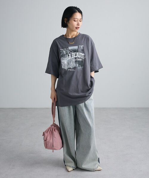 Green Parks(グリーンパークス)の「レースドッキングオーバーサイズロゴTシャツ(Tシャツ/カットソー・レディース・グリーン/オフホワイト/ベージュ/チャコールグレー・FREE)」の19枚目の写真