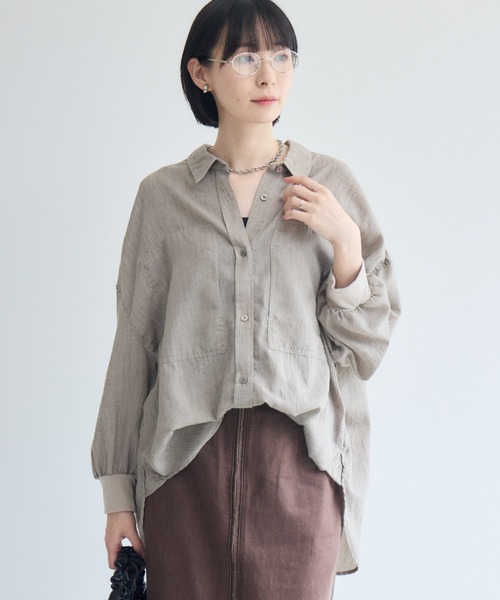 Paradise Picnic(パラダイスピクニック)の「Dignite Collier エアリー袖口リブシャツ(シャツ/ブラウス・レディース・ベージュ/ブラック/モカ・FREE)」の3枚目の写真
