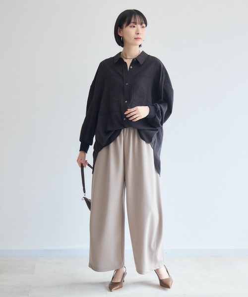 Paradise Picnic(パラダイスピクニック)の「Dignite Collier エアリー袖口リブシャツ(シャツ/ブラウス・レディース・ベージュ/ブラック/モカ・FREE)」の9枚目の写真