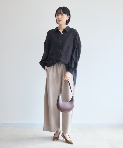 Paradise Picnic(パラダイスピクニック)の「Dignite Collier エアリー袖口リブシャツ(シャツ/ブラウス・レディース・ベージュ/ブラック/モカ・FREE)」の10枚目の写真