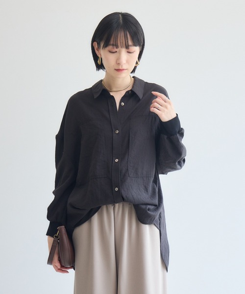 Paradise Picnic(パラダイスピクニック)の「Dignite Collier エアリー袖口リブシャツ(シャツ/ブラウス・レディース・ベージュ/ブラック/モカ・FREE)」の11枚目の写真