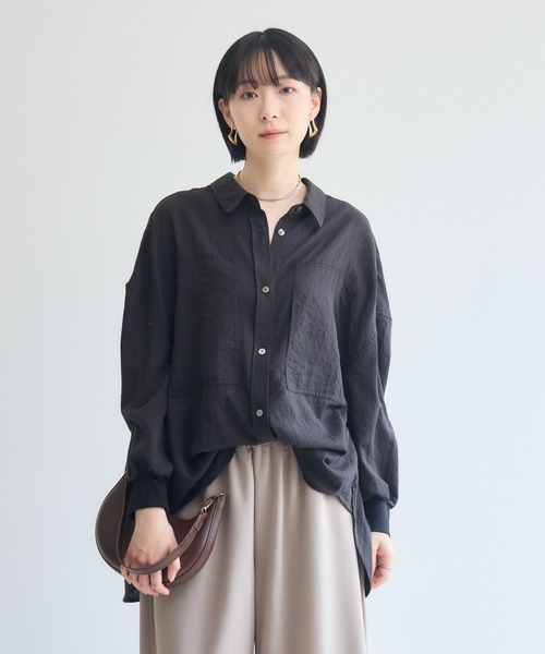 Paradise Picnic(パラダイスピクニック)の「Dignite Collier エアリー袖口リブシャツ(シャツ/ブラウス・レディース・ベージュ/ブラック/モカ・FREE)」の12枚目の写真