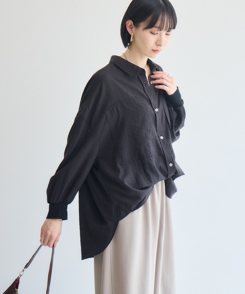Paradise Picnic(パラダイスピクニック)の「Dignite Collier エアリー袖口リブシャツ(シャツ/ブラウス・レディース・ベージュ/ブラック/モカ・FREE)」の13枚目の写真