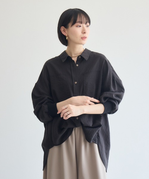 Paradise Picnic(パラダイスピクニック)の「Dignite Collier エアリー袖口リブシャツ(シャツ/ブラウス・レディース・ベージュ/ブラック/モカ・FREE)」の14枚目の写真