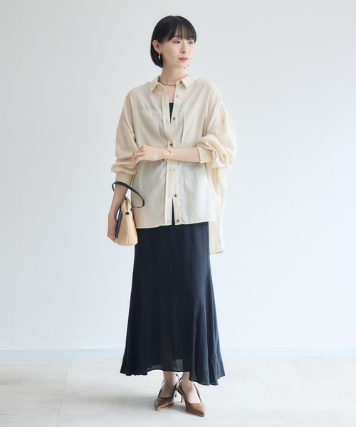 Paradise Picnic(パラダイスピクニック)の「Dignite Collier エアリー袖口リブシャツ(シャツ/ブラウス・レディース・ベージュ/ブラック/モカ・FREE)」の15枚目の写真