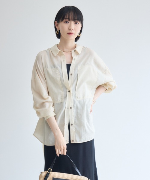 Paradise Picnic(パラダイスピクニック)の「Dignite Collier エアリー袖口リブシャツ(シャツ/ブラウス・レディース・ベージュ/ブラック/モカ・FREE)」の19枚目の写真