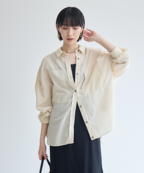 Paradise Picnic(パラダイスピクニック)の「Dignite Collier エアリー袖口リブシャツ(シャツ/ブラウス・レディース・ベージュ/ブラック/モカ・FREE)」の20枚目の写真