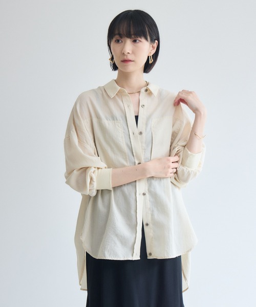 Paradise Picnic(パラダイスピクニック)の「Dignite Collier エアリー袖口リブシャツ(シャツ/ブラウス・レディース・ベージュ/ブラック/モカ・FREE)」の21枚目の写真