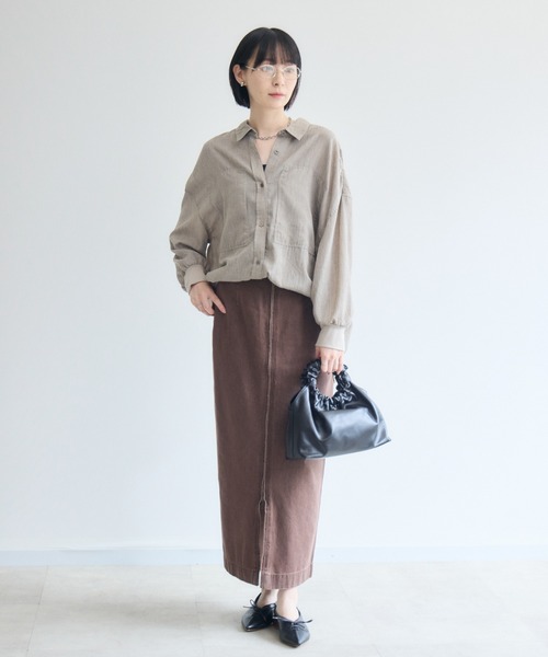 Paradise Picnic(パラダイスピクニック)の「Dignite Collier エアリー袖口リブシャツ(シャツ/ブラウス・レディース・ベージュ/ブラック/モカ・FREE)」の4枚目の写真