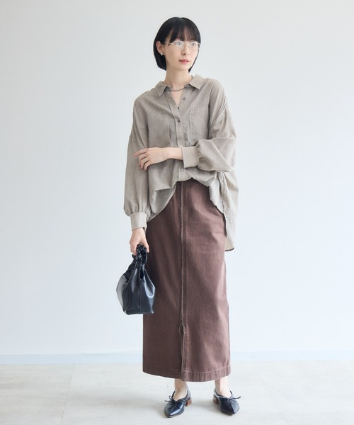 Paradise Picnic(パラダイスピクニック)の「Dignite Collier エアリー袖口リブシャツ(シャツ/ブラウス・レディース・ベージュ/ブラック/モカ・FREE)」の6枚目の写真